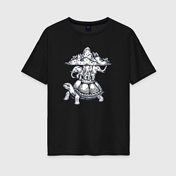 Женская футболка оверсайз Слоны на черепахе