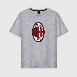 Футболка оверсайз женская Футбольный клуб Milan, цвет: меланж