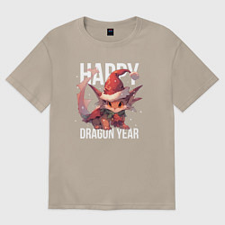 Футболка оверсайз женская Happy Dragon year, цвет: миндальный