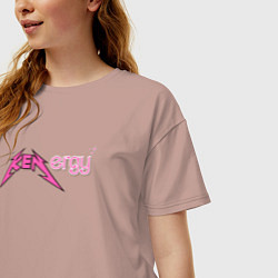Футболка оверсайз женская Kenergy - metallica and barbie style, цвет: пыльно-розовый — фото 2
