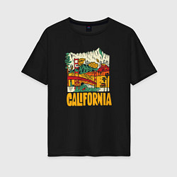 Футболка оверсайз женская California mountains, цвет: черный