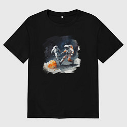 Женская футболка оверсайз Космические футболисты