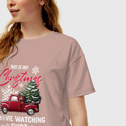 Футболка оверсайз женская Movie watching shirt, цвет: пыльно-розовый — фото 2