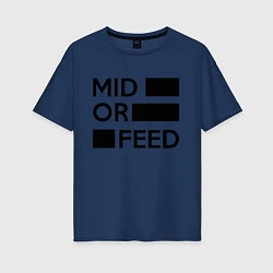Футболка оверсайз женская Mid or feed, цвет: тёмно-синий