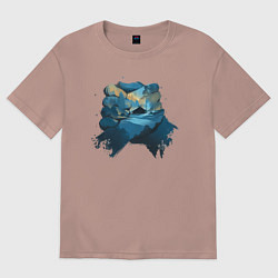 Женская футболка оверсайз Рукопожатие Кратоса и Атрея gow ragnarok