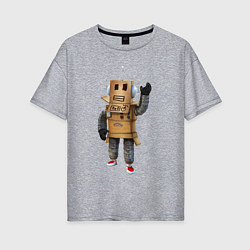 Футболка оверсайз женская Roblox робот машет, цвет: меланж