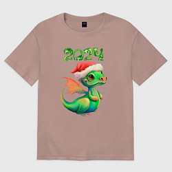 Футболка оверсайз женская Дракончик 2024, цвет: пыльно-розовый