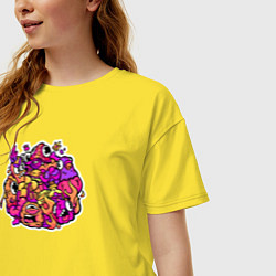 Футболка оверсайз женская Doodle, цвет: желтый — фото 2