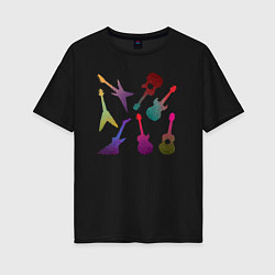 Женская футболка оверсайз Цветные гитарки