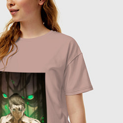 Футболка оверсайз женская Эрен Йегер и атакующий титан, цвет: пыльно-розовый — фото 2