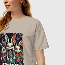 Футболка оверсайз женская Зомби кролики, цвет: миндальный — фото 2