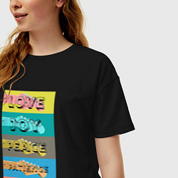 Футболка оверсайз женская Любовь радость мир терпение надежда, цвет: черный — фото 2