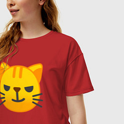 Футболка оверсайз женская Жёлтый котёнок хитрит, цвет: красный — фото 2