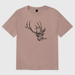 Женская футболка оверсайз Голова оленя краской