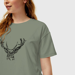 Футболка оверсайз женская Голова оленя анфас, цвет: авокадо — фото 2
