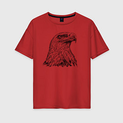 Футболка оверсайз женская Орёл в профиль, цвет: красный