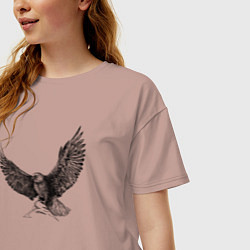 Футболка оверсайз женская Орёл машет крыльями, цвет: пыльно-розовый — фото 2