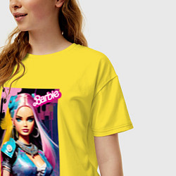 Футболка оверсайз женская Кукла Барби - киберпанк, цвет: желтый — фото 2