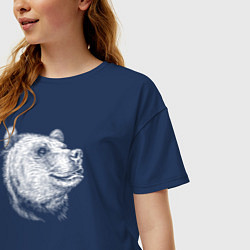 Футболка оверсайз женская Голова весёлого медведя, цвет: тёмно-синий — фото 2