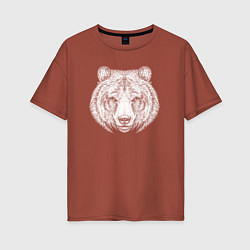 Женская футболка оверсайз Серьёзный медведь