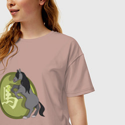 Футболка оверсайз женская Год лошади на китайском, цвет: пыльно-розовый — фото 2