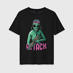 Женская футболка оверсайз Атака пришельцев