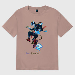 Футболка оверсайз женская Рин из аниме синий экзорцист, цвет: пыльно-розовый