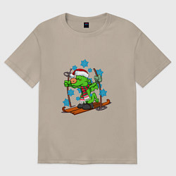 Футболка оверсайз женская Год зелёного дракона 2024, цвет: миндальный