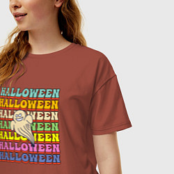 Футболка оверсайз женская Ghost halloween, цвет: кирпичный — фото 2