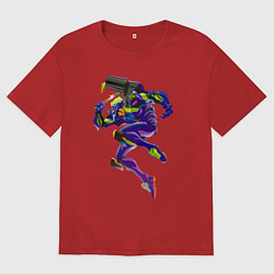 Футболка оверсайз женская Био-робот евангелион 01, цвет: красный