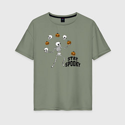 Футболка оверсайз женская Stay spooky, цвет: авокадо