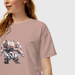 Футболка оверсайз женская Внеземной робот, цвет: пыльно-розовый — фото 2