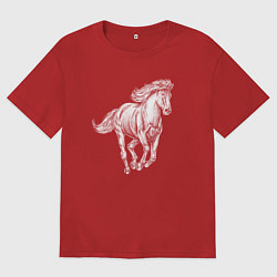 Женская футболка оверсайз Белая лошадь скачет
