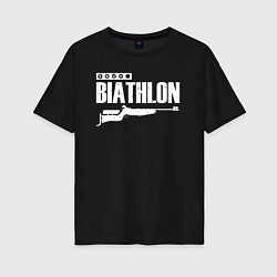 Женская футболка оверсайз Biathlon - снайпер