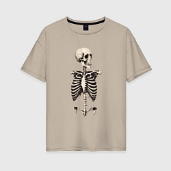 Женская футболка оверсайз Улыбающийся скелет
