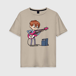 Женская футболка оверсайз Мальчик с гитарой