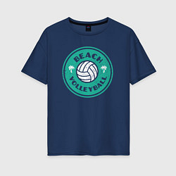 Футболка оверсайз женская Volleyball on the beach, цвет: тёмно-синий