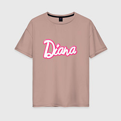 Футболка оверсайз женская Диана в стиле барби - объемный шрифт, цвет: пыльно-розовый
