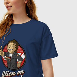 Футболка оверсайз женская Fallout - vault girl, цвет: тёмно-синий — фото 2