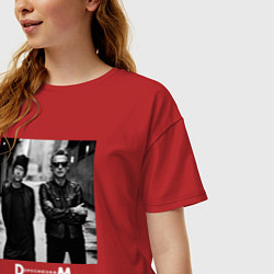 Футболка оверсайз женская Depeche Mode - Dave Gahan and Martin Gore bw, цвет: красный — фото 2