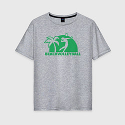 Футболка оверсайз женская Green beach volleyball, цвет: меланж