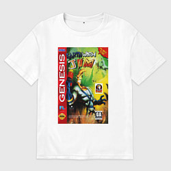 Женская футболка оверсайз Earth worm jim cover