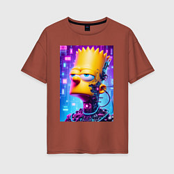 Футболка оверсайз женская Cyber Bart Simpson - ai art, цвет: кирпичный