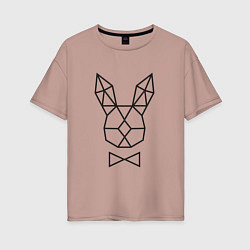 Футболка оверсайз женская Полигональный кролик, цвет: пыльно-розовый