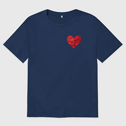 Женская футболка оверсайз Бумажное разорванное сердце скрёпленное булавками