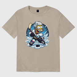 Женская футболка оверсайз Гомер Симпсон - хоккейный нападающий