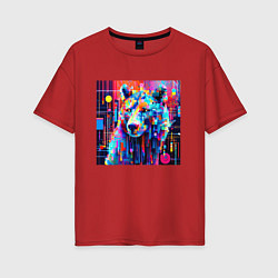 Женская футболка оверсайз Пиксельный медведь