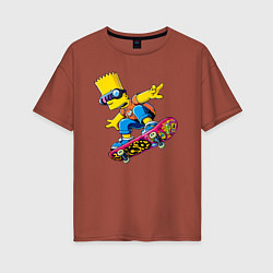 Футболка оверсайз женская Bart Simpson on a skateboard - extreme, цвет: кирпичный