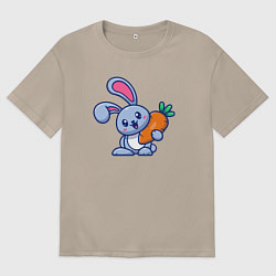 Женская футболка оверсайз Весёлый зайчик с морковкой