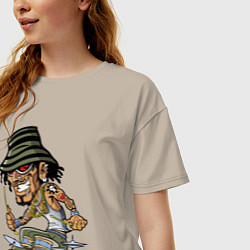 Футболка оверсайз женская Tatoo drummer, цвет: миндальный — фото 2